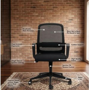 Customized Black Ergonomic Executive Office <b>Chair</b> Bow Armrest <b>Wing</b> <b>Back</b> Comfortable Modern Design Mesh Fabric Revolving - Product Image 4
