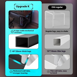 Gran oferta, escritorio de juegos negro de esquina grande, Metal de madera duradero con altura ajustable para uso en el dormitorio de los jugadores de Esports - Product Image 4