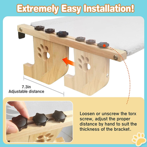 Personalizable Gato Ventana Percha Hamaca Cama Ahorro de espacio Montado en la pared Mascotas Gato Hamaca - Product Image 4