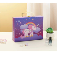 Valise personnalisée avec poignée mentale, boîte design Pégase ciel étoilé violet, étui de transport pour crayon en papier dur à la mode