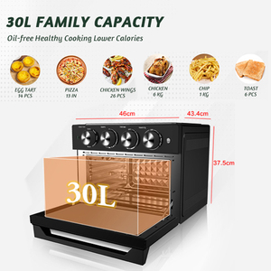30L 1800W Horno Freidora De Aire con quattro manopola per un facile utilizzo - Product Image 2