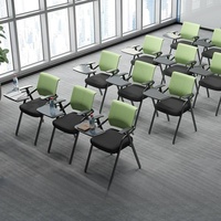 Chaise de formation en maille avec tablette pliable, empilable, rotative, avec accoudoirs en acier moderne – Tabouret mobile pour salle de réunion