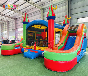 Château gonflable commercial à double piste et double toboggan en PVC avec piscine pour enfants - Product Image 2