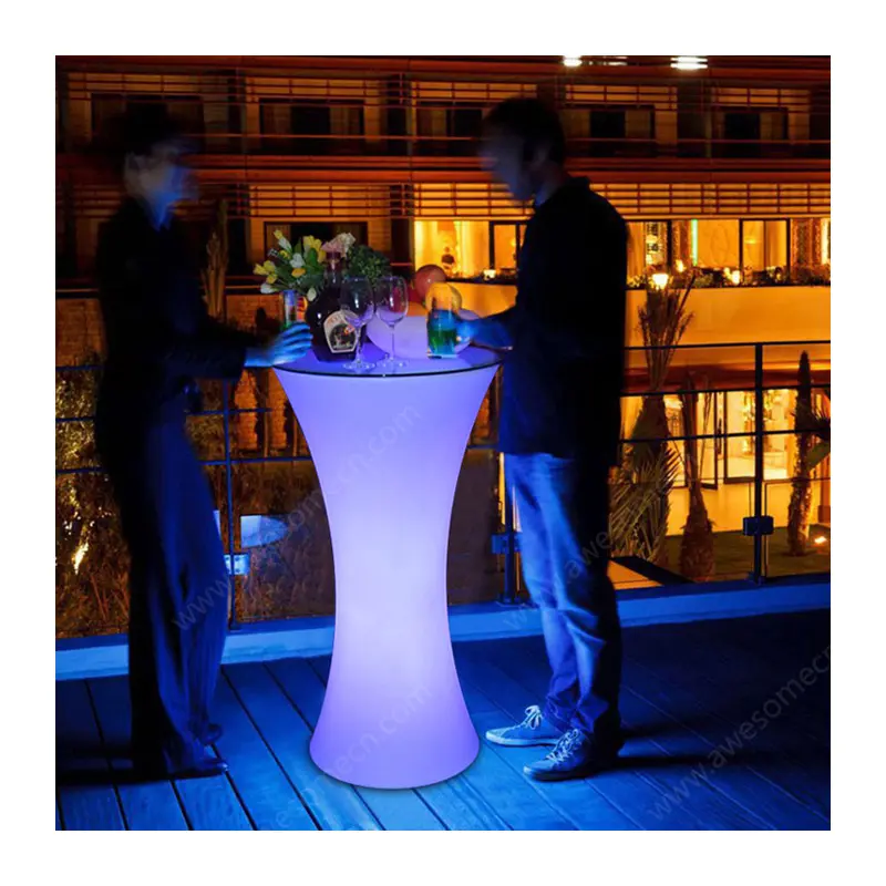 Table de cocktail lumineuse à led mobile, comptoir de bar, portable, en lumière, pour cocktail (TP110B)