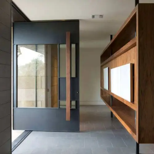 Desain Pintu Pivot Eksterior Modern Entri Kaca Mewah Sederhana Villa Kustom