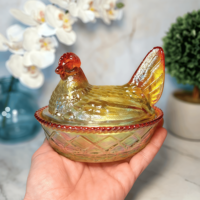 Pot à bonbons en verre en forme de poulet, écologique, avec couvercles, récipient de rangement pour collations, blanc ambre, deux couleurs, décoration pour la maison et la cuisine