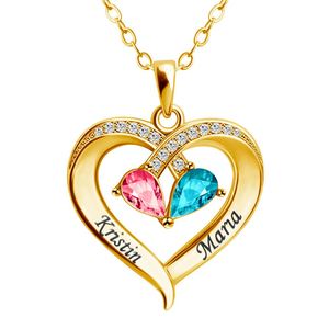 Pendent Gold Heart <b>Necklace</b> Gifts Glitter Engraved Pendant Artificial Natural Stone Amulet <b>Custom</b> Jewelry Birthstone Jewellery - Product Image 3