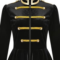 Ensemble uniforme en velours pour femme, veste peplum, short, garniture tressée dorée, costume de danseuse de fanfare pour Halloween