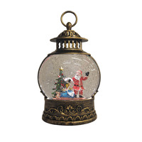 Lanterne de Noël LED en plastique léger, blanc chaud, avec paillettes, motif Père Noël, IP20, personnalisable, à piles, pour décoration de table et de maison - Grande Vente