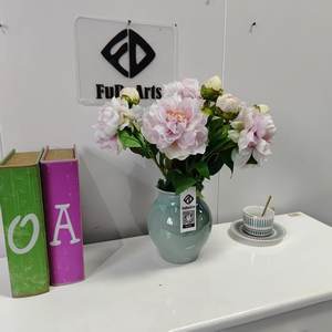 38X16CM Vase En Céramique Décor Floral Artificiel Avec 5 Pcs Fleurs De Pivoine Bureau À Domicile Fabriqué À La Main Décoratif Dropshipping DDP - Product Image 6