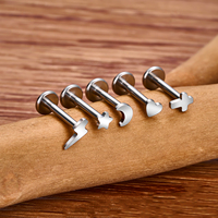 Clous de labret sans filetage en titane G23, à poussoir, pour cartilage, hélix, tragus, lèvre, avec zircon, bijoux de piercing corporel