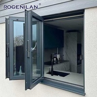Fenêtres pliantes en verre et aluminium à commande manuelle Fenêtre locale horizontale pliante en aluminium pour cuisine et balcon