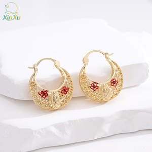 Boucles d'oreilles religieuses chrétiennes pour femmes plaqué or Design creux accessoires de mode alliage <span class=keywords><strong>bijoux</strong></span> <span class=keywords><strong>matériel</strong></span> en gros - Product Image 4