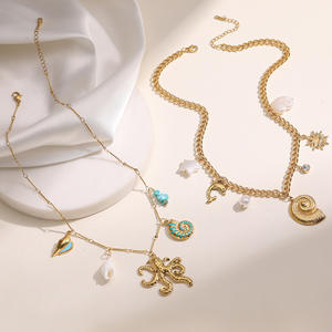 قلادة أنيقة بسيطة للنساء من الفولاذ المقاوم للصدأ مع حجر ألماس واحد وقلادة لؤلؤ، هدية للفتيات، قلادة عصرية - Product Image 1