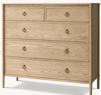 Commode contemporaine de luxe moderne à 5 tiroirs en chêne massif, style français, pour le rangement des meubles de chambre à coucher