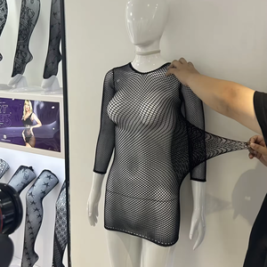 Combinaison résille à petites mailles pour femmes, tenue de strip-teaseuse, body sexy, lingerie, robe, bikini, costumes en maille, hauts - Product Image 4
