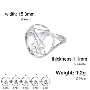 Anello Myshape Leviathan Cross, Sigillo della Chiesa di Satana, Croce di Lussemburgo, Simbolo Alchemico, Anello in Acciaio Inossidabile - Product Image 4