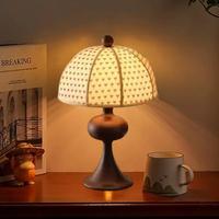 Lampe de table LED sur base en bois, abat-jour en tissu, prise EU AU US, ampoule E27, pour chambre, hôtel, hall, bureau, décoration intérieure, nouveau style