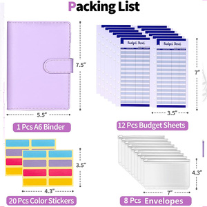 Labon A6 PU Da Chất Kết Dính Kế Hoạch Tiền Mặt Phong Bì Tổ Chức Với 12 Chất Kết Dính Túi, 12 Chi Phí Ngân Sách Tờ, Cho Ngân Sách Tiền Tổ Chức Chất Kết Dính - Product Image 3