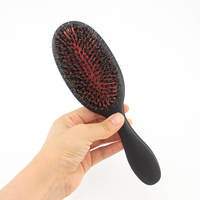 Cepillo de pelo de marca privada, cerdas negras de plástico, extensión de pelo, peluca, venta al por mayor