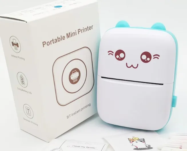mini portable printer wireless bluetooth for stickers thermal photo with thermal white sticker papers 80mm C9
