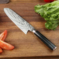 Couteau Santoku professionnel en acier damas 7.5 pouces, 73 couches, couteau Santoku noir G10