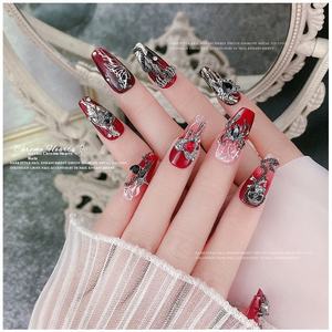 Gotische Vintage 3D Nagelkunst-Accessoires im Chrome Hearts Kreuz-Herz Totenkopf- und Spinnen-Design mit Legierungs-Strasssteinen Großhandel - Product Image 2