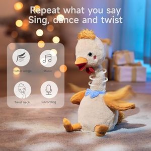 Juguete <span class=keywords><strong>de</strong></span> Peluche Electrónico <span class=keywords><strong>de</strong></span> <span class=keywords><strong>Pollo</strong></span> que Imita la Movimiento <span class=keywords><strong>de</strong></span> la Cabeza y las <span class=keywords><strong>Alas</strong></span>, Juguete <span class=keywords><strong>de</strong></span> <span class=keywords><strong>Pollo</strong></span> Bailarín y Hablador, Juguetes Interactivos para Niños Pequeños - Product Image 2