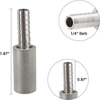 Pierre de diffusion 0.5/2 microns pierre d'aération de cabonation de bière en acier inoxydable avec barbe de 1/4 "pour la fabrication de vin Homebrew