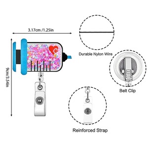 Insigne d'infirmière bobine paillettes acrylique rétractable et rotatif porte-ID avec clip de ceinture pour le personnel hospitalier - Product Image 3