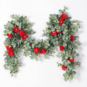 Guirnalda de Flores de Rosa de Seda Realistas para Decoración de Arcos de Boda, Fiestas y Hogar, Guirnalda Colgante de Flores Artificiales y Eucalipto - Product Image 3