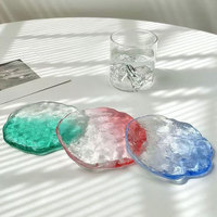 Assiette à fruits, gâteaux et desserts en verre style Ins, forme irrégulière, effet glacier, également utilisable comme plat à ingrédients et plat à collations