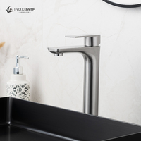Robinet de lavabo en acier inoxydable 304 avec cartouche céramique de luxe, eau chaude et froide, pour projets hôteliers et commerciaux, conforme aux normes