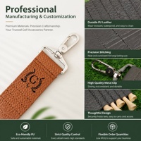 Vente chaude Golf Bag Tag Logo personnalisé PU Leather Golf Tee porte-clés avec 5 tees en bois