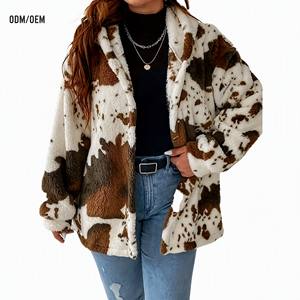 Nouveautés Automne/Hiver : Vêtements d'extérieur pour femmes en polaire à capuche imprimée tendance pour les marchés européens et américains. ODM OEM - Product Image 1