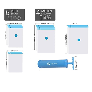 Sacs <span class=keywords><strong>de</strong></span> rangement sous vide en Nylon bleu PA/PE avec pompe à main pliable organisateurs peu encombrants pour vêtements literie chaussures outils nourriture - Product Image 4