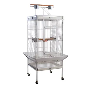 Wrought Iron Large Bird Flight Cage With Rolling Stand For African Gray Parrot Cockatiel Sun Parrot Conure Lovebird Canary