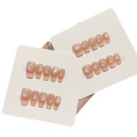 Faux ongles press-on faits main, style coréen, inspirés d'Instagram, effet œil de chat français, sophistiqués et éclatants, vente en gros