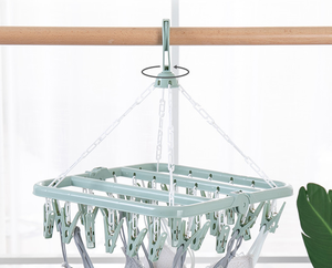 Séchoir à linge pliable à 32 pinces pour enfants et adultes, séchoir à linge anti-vent, chaussettes, sous-vêtements, séchoir en plastique, <span class=keywords><strong>cintre</strong></span> pour vêtements d'enfants - Product Image 4
