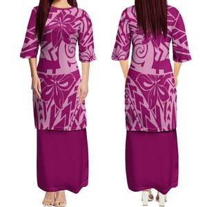 وصل حديثاً مجموعة فستان قبلي بولينيزي يُعلق حول الرقبة بتصميم ذي أشكال عبارة عن طقم مخصص للنساء مكون من قطعتين فستان بمقاس كبير للنساء - Product Image 1