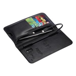 Cartera de carga inalámbrica de cuero PU de 6800mAh personalizada, Banco de energía, entrada Micro USB y salida USB doble, bolsillo multifunción - Product Image 3