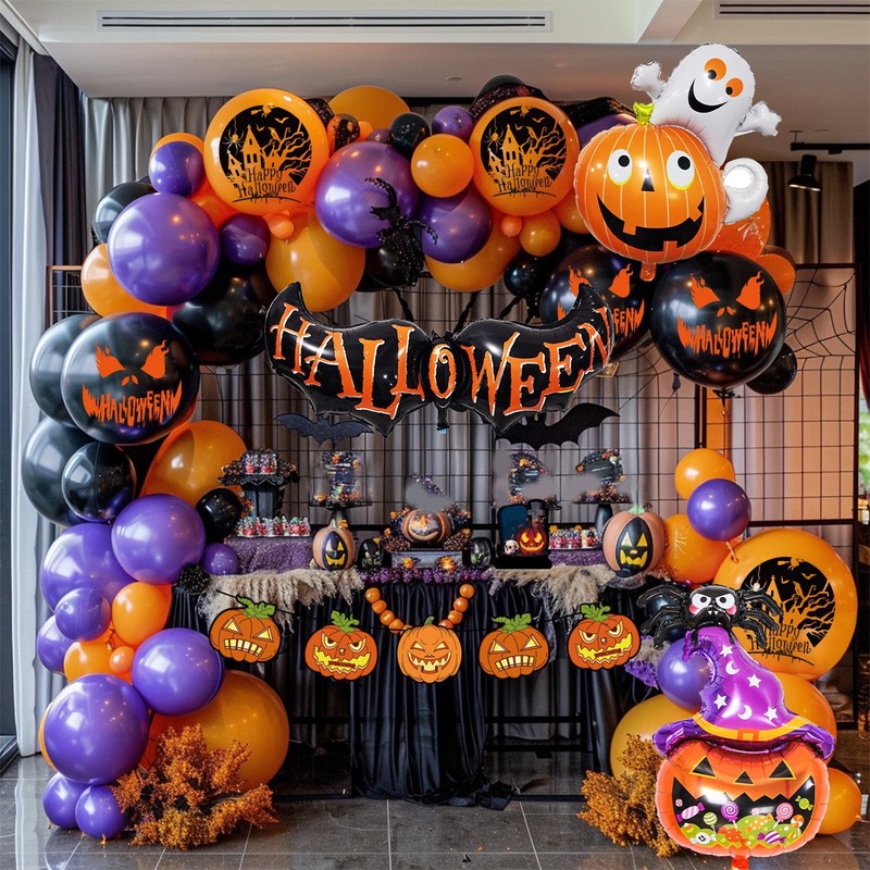 Halloween Party Balloons Pumpkin Bat Decorations