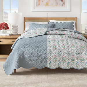 طقم مفارش سرير 3 قطع للبيع بالجملة مخصص بنمط ريفي ، تصميم زهرة بوهيمية رومانسية ، طقم لحاف مبطن مريح - Product Image 5