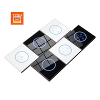 TYSH Tuya Smart Home Interrupteurs muraux intelligents à écran tactile Wi-Fi 1/2/3 voies avec panneau en verre cristal, contrôle à distance Alexa, UE