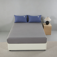 Parure de lit 100 % coton 4 pièces, housse de couette réversible à blocs de couleur, design à bordure large, linge de lit moderne et minimaliste pour la maison