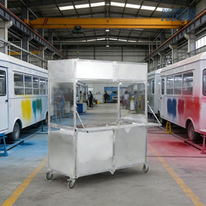 รถเข็นสแตนเลสสี่ล้อพับได้แบบพกพาสำหรับขายไอศกรีม ขนม ฮอทดอก กาแฟ และขนมขบเคี้ยวเคลื่อนที่ - Product Image 1