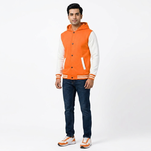 Custom Made Men's Genuine <b>Leather</b> Varsity <b>Jackets</b> Breathable <b>Winter</b> Stand Collar Print Front Customized Fabric Standard - Product Image 1