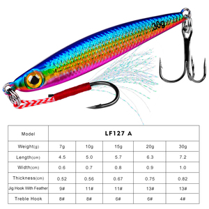 Nouvelles leurres de pêche métalliques lentes de 7g, 10g, 15g, 20g, 30g, appâts de lancer, spinnerbait, leurres crayon coulants avec hameçon assist - Product Image 2