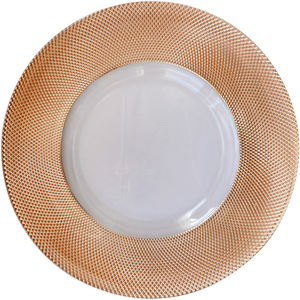 Assiettes rondes en maille dorée de 13 pouces avec logo personnalisé, vaisselle transparente, assiette à steak de 33 cm, vaisselle pour la salle à manger à domicile - Product Image 4