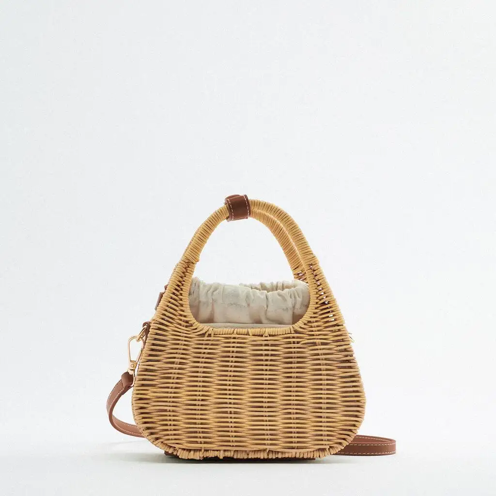 Yaz plaj kadın çanta el yapımı alışveriş hasır çanta Rattan hasır sepet mini çanta